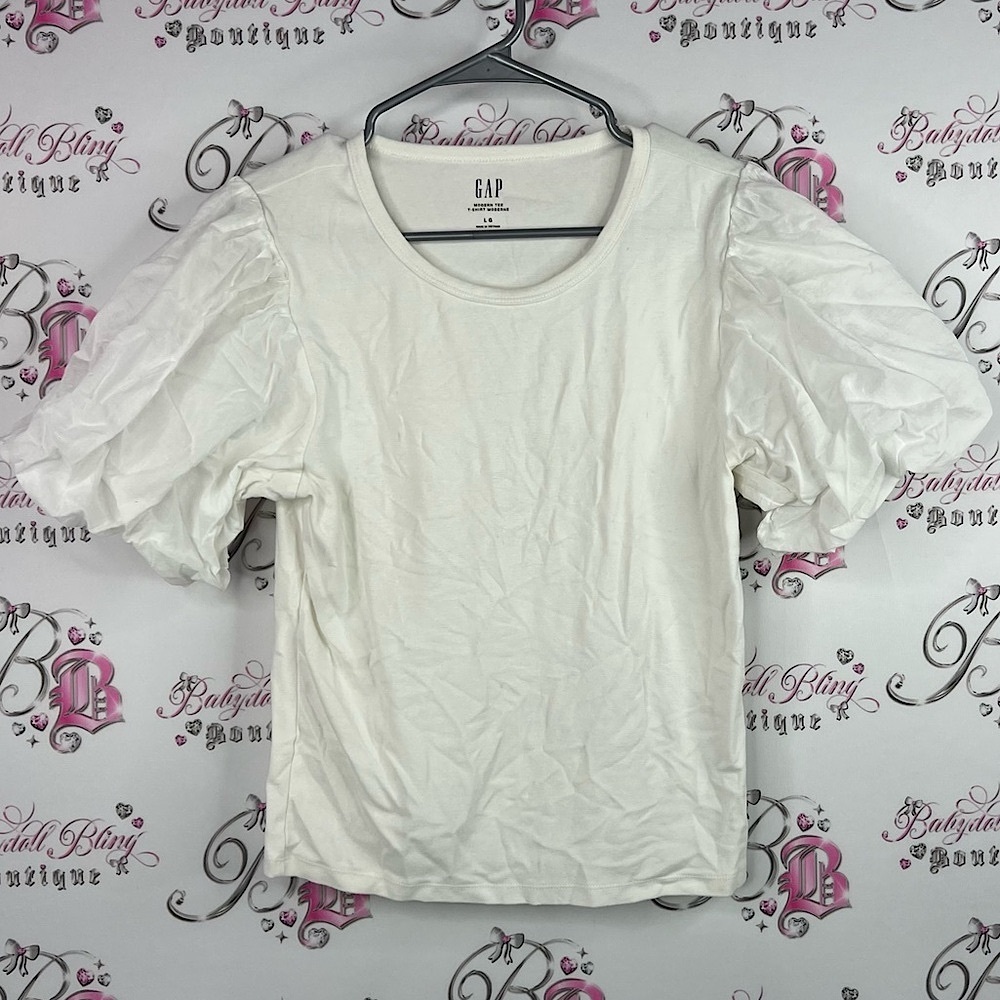 GAP tshirt puff sleeves balloon style Ivory Puff Sleeve Blouse